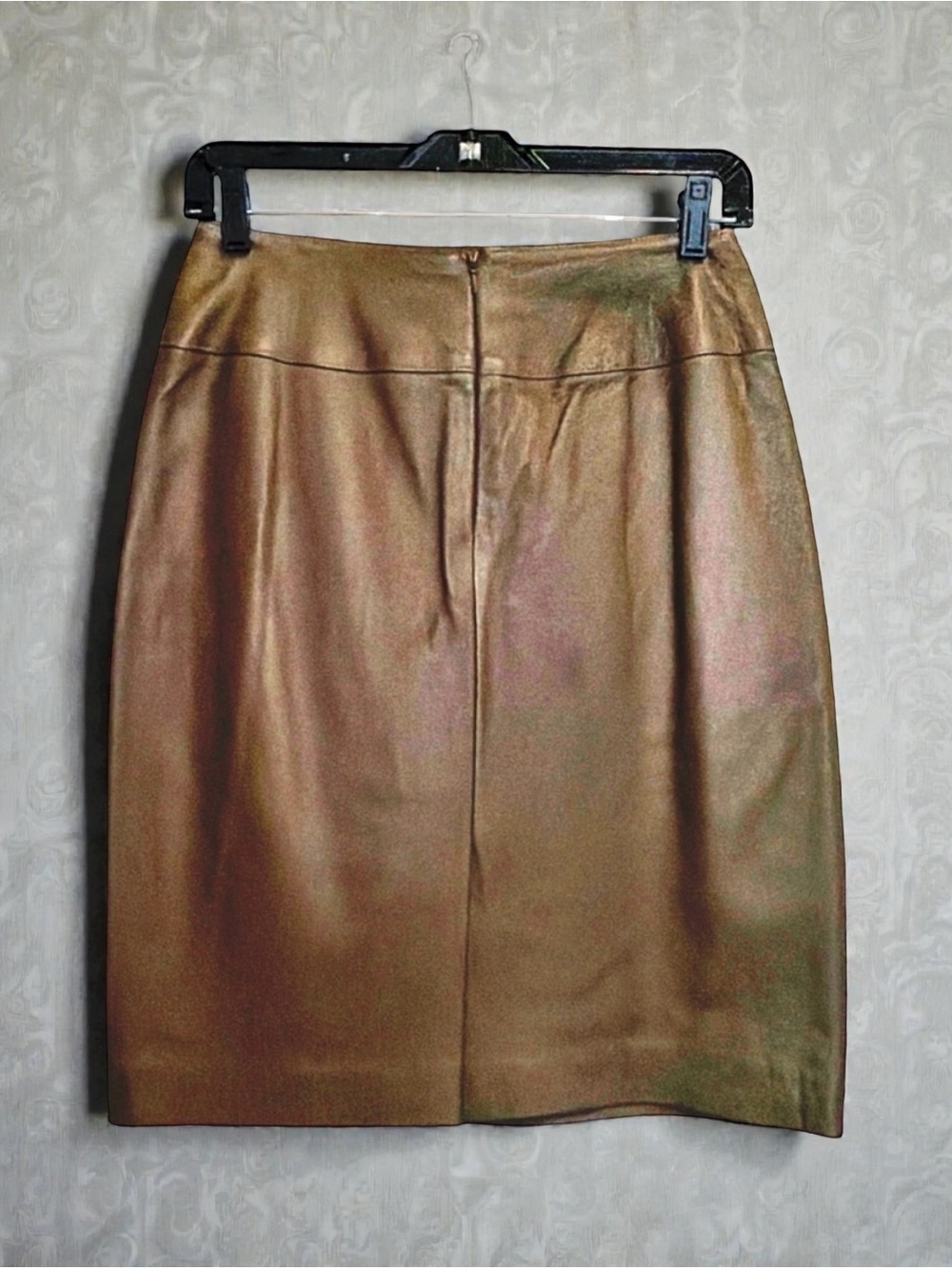 Carlisle Genuine Leather Pencil Skirt Bronze Metallic Luxury Career Classic | 6 - Picture 4 of 6